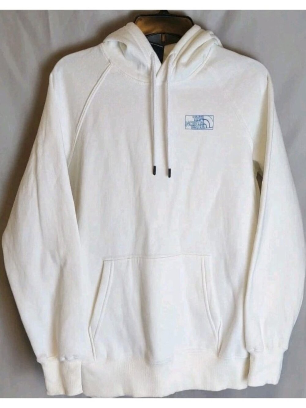 The North Face Womens Hoodie Sweatshirt Size M White Spell Out Logo Pullover Y2K